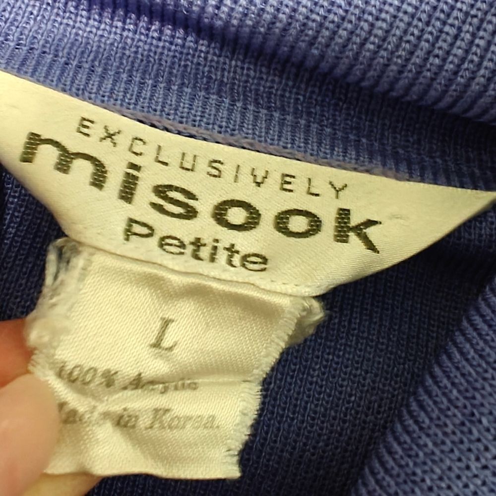 Vtg Misook Periwinkle Blue Cowl Neck Top Blouse Size L Petite - Picture 5 of 5